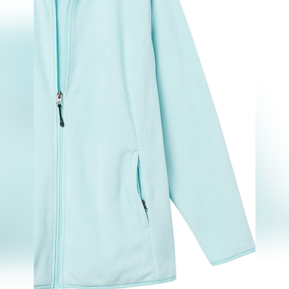 Fleece Full Zip Soft Polar Jacket Amazon Essentials Women's Aqua Blue Medium NWT - Picture 3 of 7